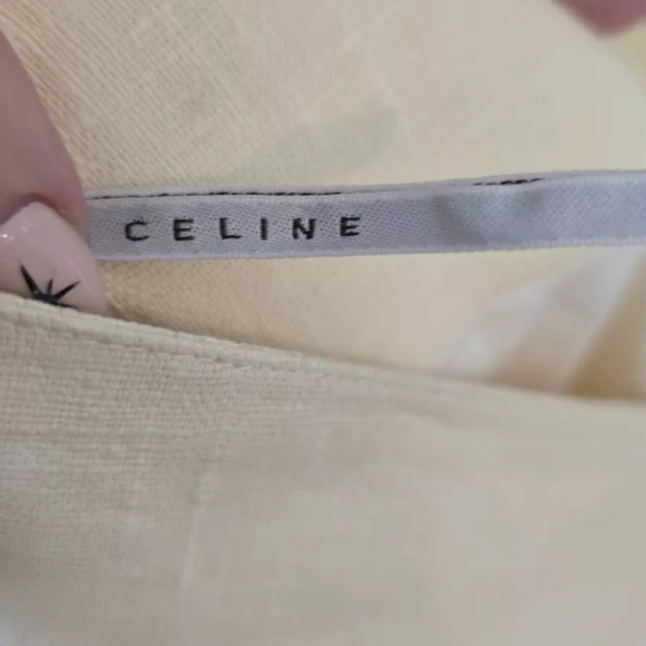 Celine Wide Leg 100% Linen Pants Wrap Waist Cream (Pale Yellow) Size 40 (US 12) - Picture 7 of 7